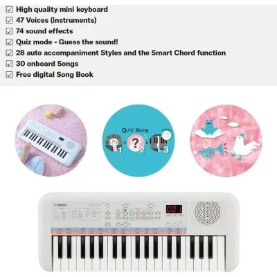 Yamaha Piano (PSS-E30) Portable Keyboard With 37 Mini Keys – White